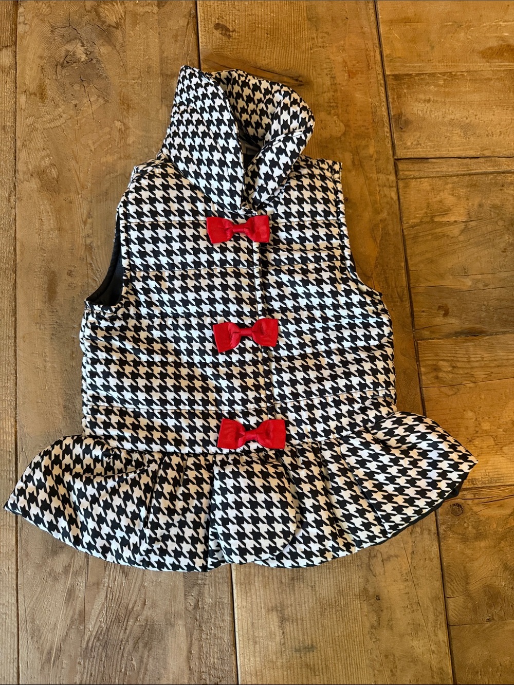 Kids Headquarters Black & White Houndstooth Vest with Red Bows